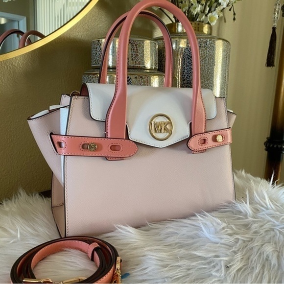 New Michael Kors Carmen Medium Color-Block Belted Satchel bag - Picture 6 of 16